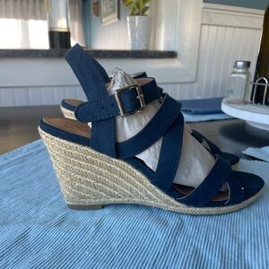 Chic Navy Blue Dolce Vita Wedge Sandals in size 8
